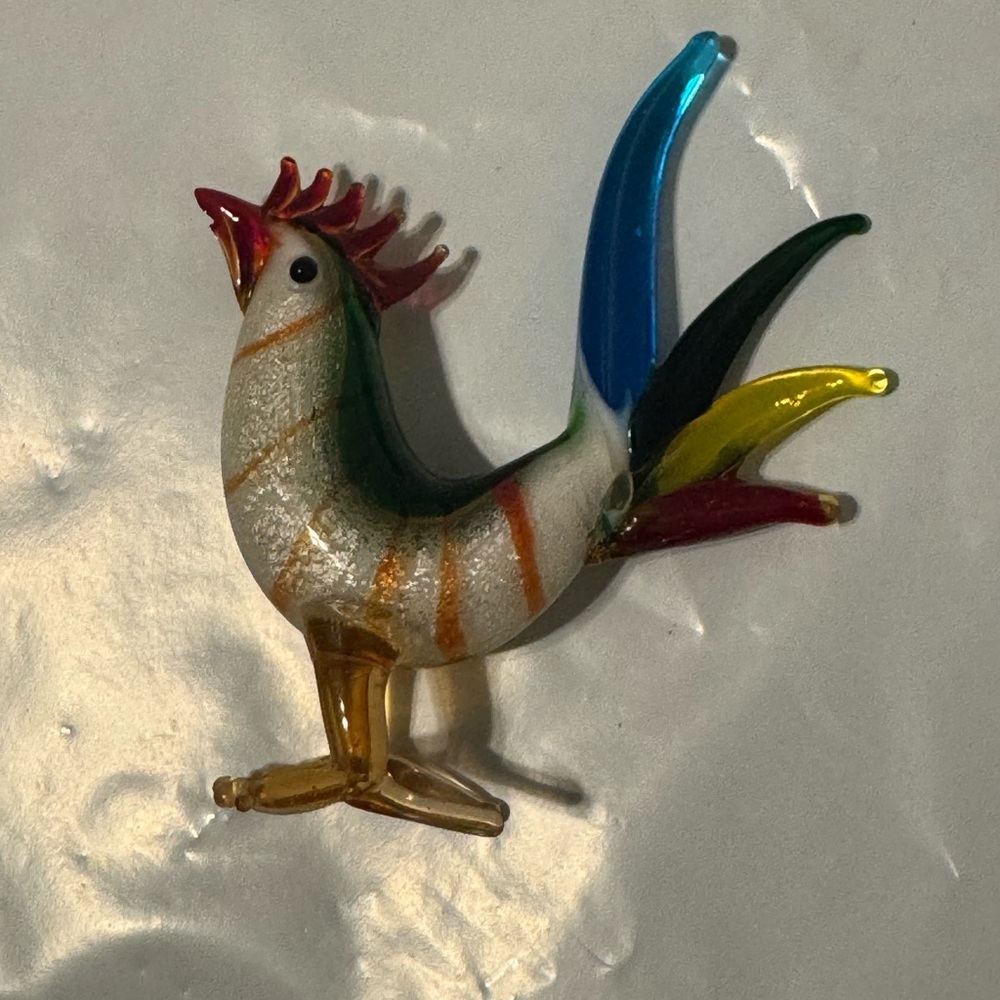 Vintage Murano Multicolor Glass Rooster Figurine
